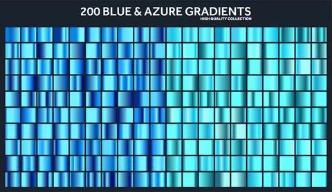 Blue, azure chrome gradient set,pattern,template.Water,sky colors for design Illustrazione stock