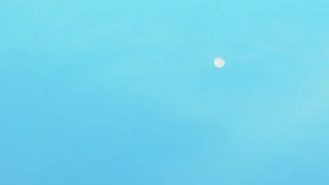 Blue Azure Sky Moon Light Feathery White Clouds Time Lapse, Beautiful Atmosphere Stock Footage 309091149