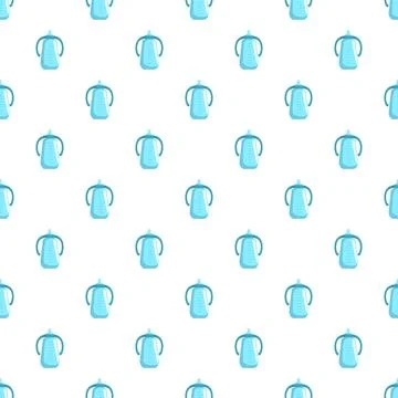 Blue baby bottles seamless pattern for infants Stock Illustration