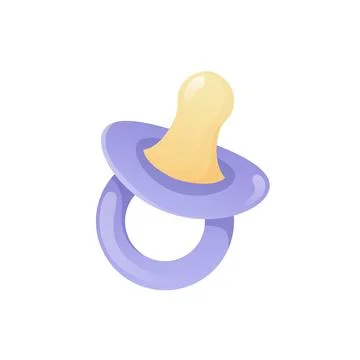Blue baby pacifier in flat design. Newborn dummy, rubber nipple for boy. Vect Stock Illustration
