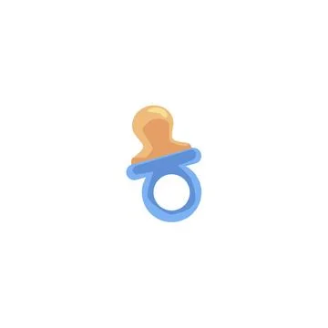 Blue baby pacifier with plastic ring flat style, vector illustration Stock Illustration
