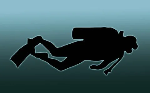 Blue back scuba diver Stock Illustration