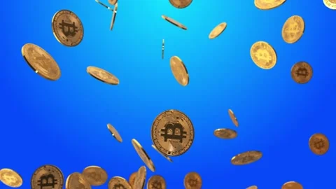 Blue Backdrop with Gold Floating Bitcoins Vídeo Stock 161647509
