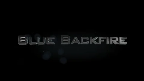 Blue Backfire title metal text on black alpha channel background Stock Footage 296200611