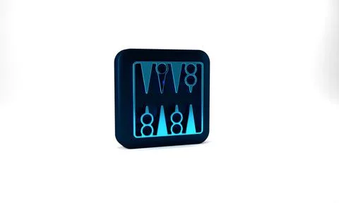 Blue Backgammon board icon isolated on grey background. Blue square button. 3d Stock Illustration