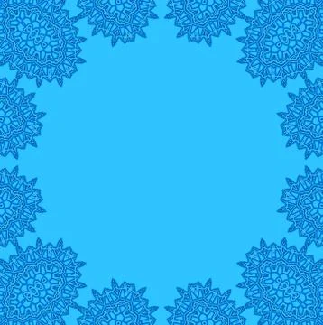 Blue background with abstract ornate frame Stock Illustration