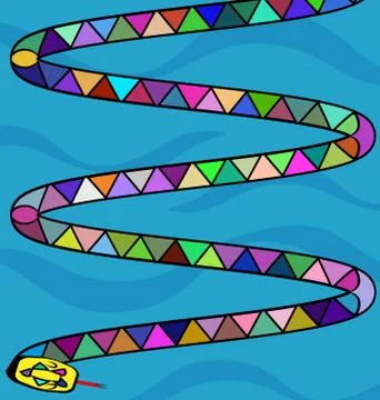 Blue background and colored snake Stock Illustration