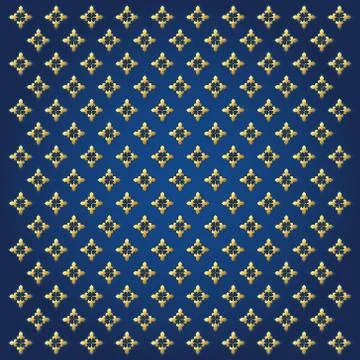 Blue background and golden pattern Illustrazione stock