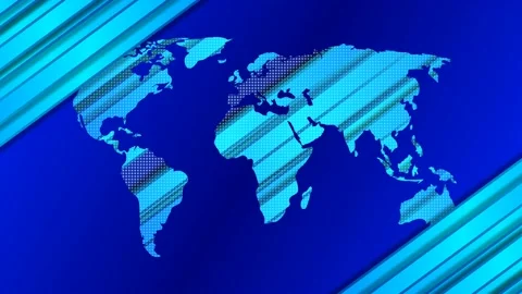 Blue background animation with World map and moving strips Stock Footage 225467291
