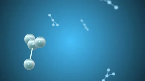 Blue background with atoms and molecules particles in 4k video. Stock Footage 154372556