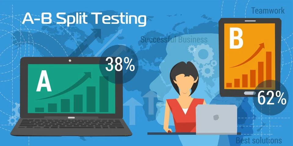 Blue background with A-B Split Testing Stock Illustration