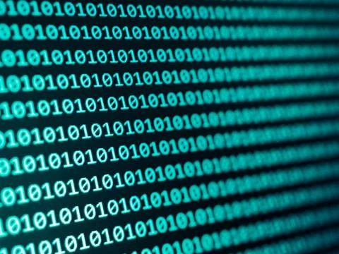 Blue background with binary code texture. Cyber crime and cyber security conc Stock Photos