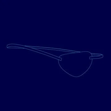 Blue background with a blue image of a pirate's eye patch. The eye patch is a Stock Illustration