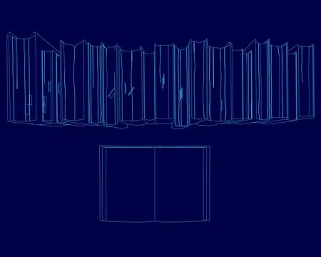 Blue background with a book on it. The book is open and the pages are spread out Stock Illustration