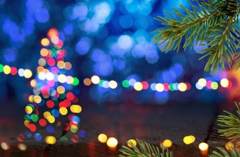 Blue background with Christmas tree Stock Photos