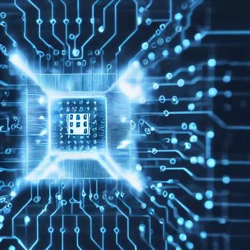 Blue background with circuit board Stock Illustration