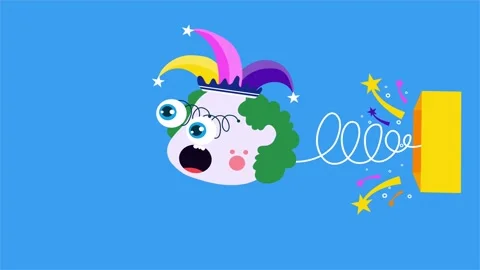 Blue background clown head April Fools day prank design Stock Footage 317872562