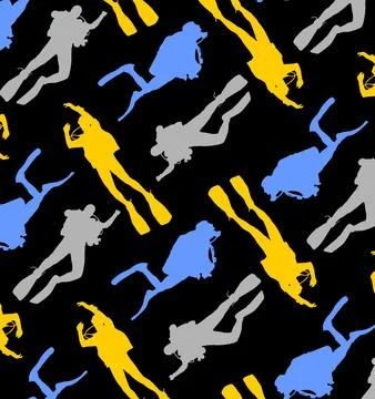 Blue background colorful diver pattern Stock Illustration