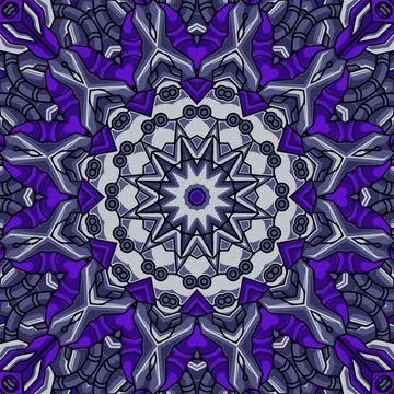 Blue background with colorful symmetrical pattern, Indian pattern, oriental.. Stock Illustration