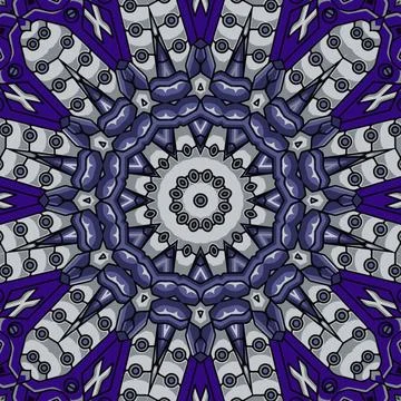Blue background with colorful symmetrical pattern, Indian pattern, oriental.. Illustrazione stock