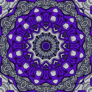 Blue background with colorful symmetrical pattern, Indian pattern, oriental.. Stock Illustration