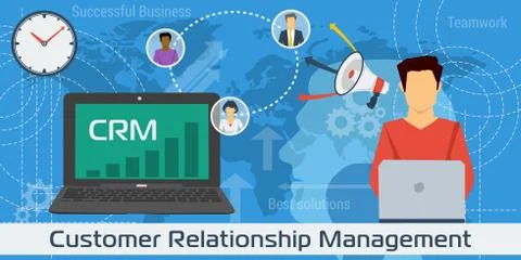 Blue background with CRM concept Stock Illustration