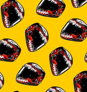 Blue background devil pattern helmet Stock Illustration