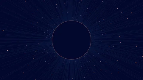 Blue background with dynamic circular pattern of white dots Stockbeeldmateriaal 303193981