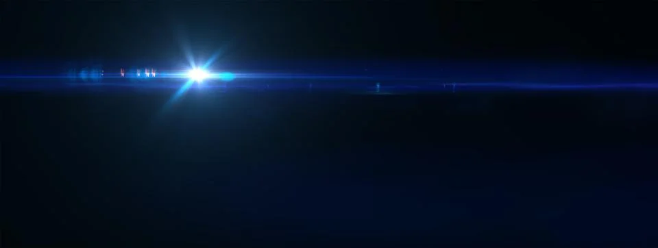 Blue background effect of glitter and optical flares on black Stock Illustration