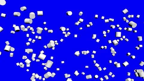 Blue Background Falling 3D Cylinder Particles Loop Stock Footage 341341309
