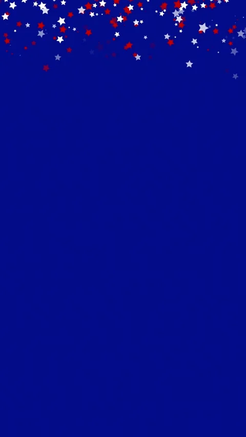 Blue background with falling red and white stars confetti for 4th of July Stock-Footage 336626277