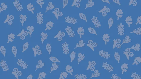 Blue background features delicate white floral patterns line Video stock 332716409