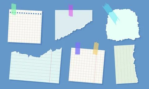 Blue background features multiple sticky notes Stock Illustration