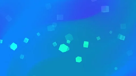 Blue background features numerous translucent cubes floating. Stock Footage 302133292