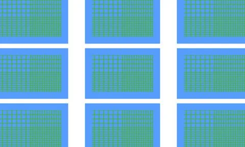 Blue background featuring nine green grid pattern rectangles Stock Illustration