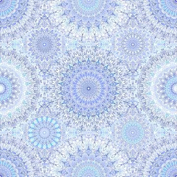 Blue Background Floral Mandala Pattern Stock Illustration