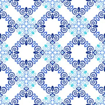 Blue Background Flourish Weave Pattern Stock Illustration