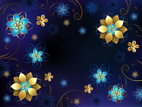 Blue Background with Flowers Stock Illustration