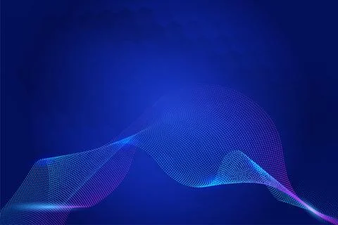 Blue Background with Flowing Particle Wave, An abstract blue background Stockillustratie
