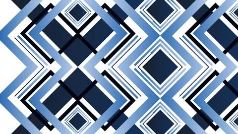 Blue Background Geometric Pattern With Symmetrical Lines and Diamond Shapes Stock Illustration