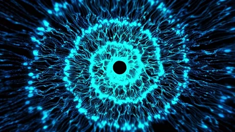 Blue background with glowing circles and particles Stock Footage 158051019