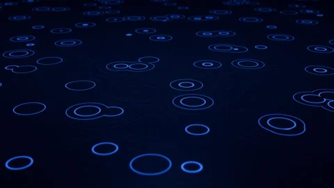Blue background with glowing digital circles and topographic contour lines Stock Footage 313460423