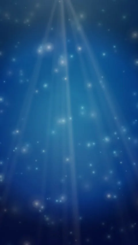 Blue Background with Glowing Magic Particles Drifting Down Through Light Rays Stock Footage 342314901