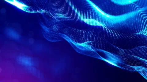 Blue background of glowing particles with depth of field and bokeh as microworld イラスト素材