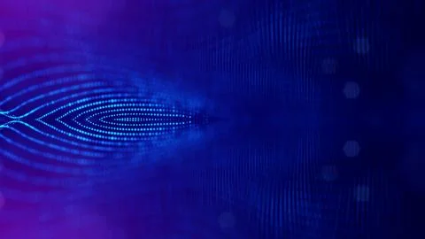 Blue background of glowing particles with depth of field and bokeh as microworld Illustrazione stock