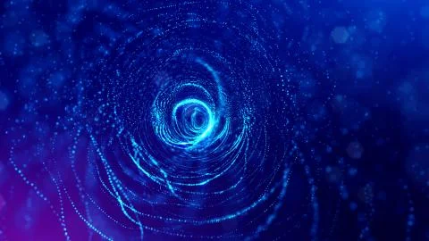 Blue background of glowing particles with depth of field and bokeh as microworld 스톡 사진