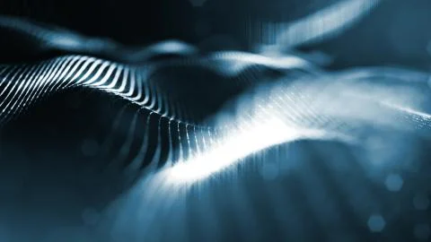 Blue background of glowing particles with depth of field and bokeh as microworld 스톡 사진