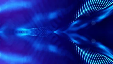 Blue background of glowing particles with depth of field and bokeh as microworld 스톡 사진
