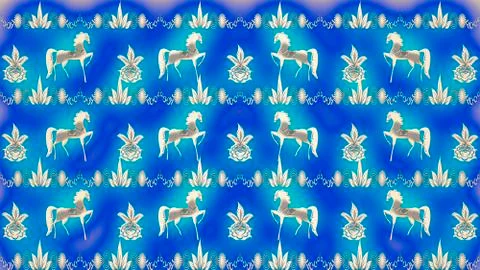 Blue background with gold patterns Stock Illustration