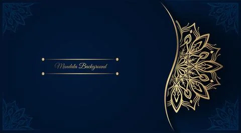 Blue background with golden mandala ornament Stock Illustration